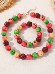 NAIZHU 1/2pcs Fashion Creative Colorful Y2K Dopamine Resin Fruit Necklace Blueberry Apple Mangosteen Necklace Daily Party Accessory - Multicolor - View 17
