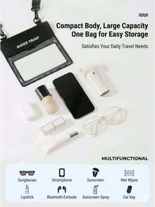 Minimalist Heavy-Duty PVC Phone & Fashion Glasses Storage Bag, Multi-Functional Organizer Pouch, Fashionable Versatile Beach Crossbody Bag For Minimalist Travelers, Summer Cruise Vacation Travel Storage Bag, Summer Water Activities,Back To School - Multicolor - View 12