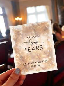 Personalized Happy Tears Tissue Pack, Customized Text Wedding Tissue Bag, Self-Sealing White Mini Pouch, Wedding Ceremony Guest Favor - Multicolor - View 5