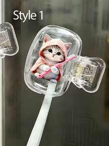 Portable Toothbrush Head Cover With Cute Blue And Pink Cat Pattern, Storage Box, Toothbrush Protective Case, Essential Bathroom Accessory For Home, Business Travel, Daily Use And Outdoor Trips, Portable Toothbrush Storage Box And Travel Dust-Proof Toothbrush Head Cover, Protect Your Oral Health. The Best Gift For Lovers, Friends, Family, Teachers, Travel Enthusiasts, Essential For Home And Dorm - A - View 12