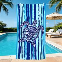 1pc Blue Sea Turtle Microfiber Beach Towel, Soft Absorbent Lightweight Towel, Suitable For Adults And Teens, Perfect For Beach, Travel And Swimming Beach Blanket - Multicolor - View 1