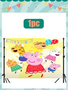 Peppa Pig مجموعة خلفيات عيد الميلاد بموضوع بيبا بيج 6 خلفيات مختلفة، قماش خلفية صور حفلة عيد الميلاد متعددة المواضيع، متوفرة بأحجام متعددة، معبأة في أكياس OPP، إكسسوارات عيد الميلاد الأول للطفل - أنماط متعددة - مشاهدة 6
