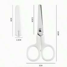 1pc Mini White Scissors, Portable Stainless Steel Blade Paper Cutter, Handmade Stationery, Office School Gift - Multicolor - View 4