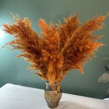 10/20/30/40pcs Artificial Pampas Grass Decor 17.3 Inch Small Faux Reed Feather Bouquet, Brown Pampas Grass Decoration Bohemian Style Room Floral Decor Wedding Vase Wreath Decoration, Bedroom Decor, Bohemian Wedding Decor, Floor Decor, Ceremony Backdrop Artificial Bouquet, Mother's Day Gift, Birthday Anniversary Gift, DIY Wreath Decoration - Burnt Orange - View 3