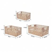Natural Brown Paper Rope Storage Baskets – Set Of 3 Rectangular Woven Organizers For Living Room, Bathroom, Bedroom & Office Use | -Friendly, Lightweight & Foldable Design | Neutral Home Dr Accent With Textured Weave | Sturdy Handwoven Look, So - Brown - View 4