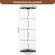 Caluself Glass Display Case, Single Doors, Four-Tiered Pentagonal Transparent Glass Cabinet, Suitable For Product Display, Black Base - 1PC - View 3