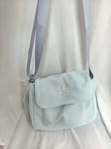 Niche Design Fashion Solid Color Mini Square Crossbody Bag For Women, Versatile Textured Shoulder Bag For Outing, Shopping And Commuting - Baby Blue - View 5