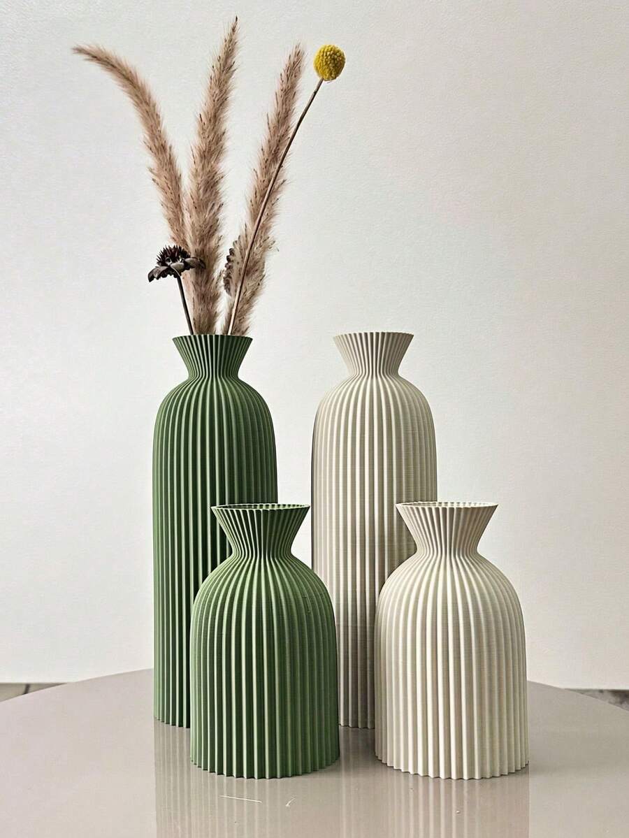 Haus Hana 波浪纹理艺术花瓶，波西米亚风格花瓶，干花花瓶，适用于室内装饰花瓶，玄关装饰花瓶，办公室装饰花瓶