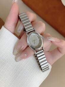 1件金色錶帶休閒竹節女款時尚石英手錶，金色，適合日常佩戴，復古風情侶錶，最佳禮物選擇 - 銀色 - 查看 2
