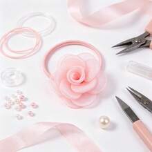 1 Stück/10 Stücke DIY rosa Stoffblume, handgefertigte Bastelblume Ornament, Haaraccessoire Blume, dekoratives Blumenaccessoire für Festivals, perfekt für Weihnachten, Halloween & alle Feiertagsdekorationen - Verschiedenfarbig - Übersicht 8