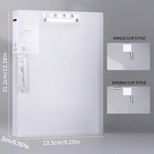 HUAJIE A4 PP Transparent Clip Folder, Optional Single Clip & Double Clip Design, Paper Organizer For Sheet Music, Exam Papers & Contracts, Back To School Stationery - Single Piece - View 2