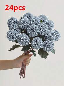 8/16件組人造菊花球、蒲公英、繡球花組合花束，可用作送給朋友的禮物、新娘花束、婚禮花束，也適合居家、辦公室、咖啡廳、派對、婚禮裝飾 - 藍色 - 查看 11
