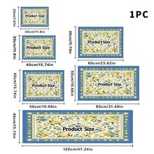 1 pieza Alfombrilla de secado de platos, Alfombrilla para cafetera, Alfombrilla de secado de platos con patrón floral de limón fresco mediterráneo, Alfombrilla absorbente de drenaje de agua para mesa, Alfombrilla de almacenamiento de cuencos y platos para encimera de cocina, Decoración de cocina - XYLSD746 - Ver 13