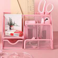 Office Desktop Organizer With Drawer And Pen Holder, Large Capacity Desktop Storage Solution, Suitable For Home And School, Essential Stationery Organizer For Students Back To School - A - View 7