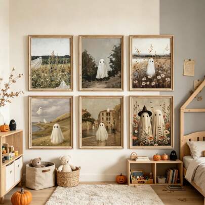 1/6PCS Canvas Wall Art Posters For Room Home Decor Optional Frame Room Decor Room Decoration Stuff Bedroom Decor Baby Room Decoration HalloweenWallAr