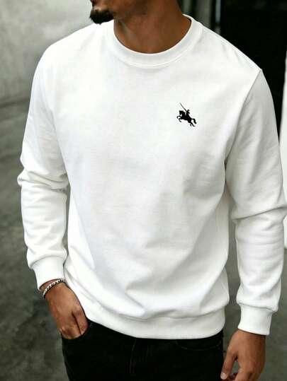 Men's Crew Neck Knight Graphic Casual Everyday Sweatshirt