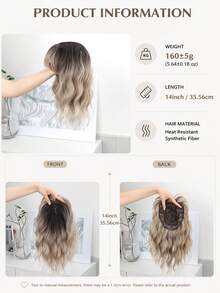 Elegant Gradient Gold With Dark Roots Synthetic Hair Topper, Water Wave Texture, Seamless Invisible Hairpiece, Easily Adds Volume, Easy Care For Daily Wear, Suitable For Thinning Hair - 彩色 - 查看 6