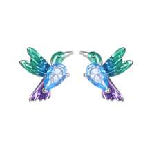 Bamoer Gift Box S925 Sterling Silver Colorful Bird Earrings Enamel Hummingbird Parrot Zirconia Jewelry Girls Gift - Silver - View 15
