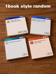 Funny Retro Computer Error Sticky Note Set, 4 Packs, 3X3 Inches Each, Y2K Aesthetic Window Memo, Suitable For Office Desk, Humorous Colleague Gift And Unique Workspace Reminder - A - View 9