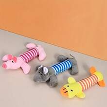 1pc Animal Pattern Chew Toy - Squeaky Pig/Elephant/Duck Plush For Puppy Teething, Durable Interactive Dog Toy With Tooth-Grinding Texture - Multicolor - View 8
