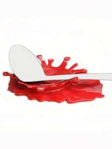 2pcs Creative Splash Design Spoon Holder - Durable Plastic Kitchen Utensil Rack, Non-Electric Tomato Sauce Inspired Countertop Organizer, Halloween Theme Home Decor Accessory, Cooking Tools - View 2