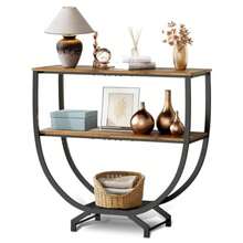 YUDSKU Mesa Recibidor Entrada de 3 Niveles, Consola de Entrada, Mesa de Consola para Sala, Recibidor Entrada Casa, Soporte de TV, Barra de Café, Bufets, Vitrinas y Credenzas - Marrn rstico - Ver 1