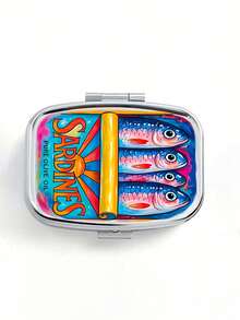 Canned Sardine Square Pill Box, Portable Medication Storage Compartment, Mini Metal Storage Box, Portable Jewelry And Pill Box, Travel Pill Box, Large Compartment, Weekly Medication Organizer, Suitable For Daily Medications And Vitamins, Essential For Doctors And Nurses, Emergency Needs, Travel, Hiking Emergency Rescue, Personalized Creative Gift With Cartoon Logo, Unique Gift - Multicolor - View 15