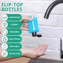 Frasco Dispensador de Viagem 100ml com Tampa Flip - Plástico Transparente, Recipiente Portátil à Prova de Vazamento, Adequado para Shampoo, Loção | Recipiente Cosmético Recarregável, Essenciais de Beleza Tamanho de Viagem - Multicolorido - Visão 2