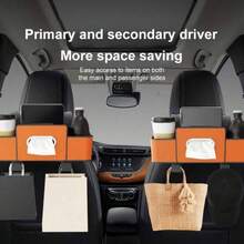 Universal Car Seat Back Organizer, Includes 1 Tissue Box, 1 Multi-Function Car Interior Storage Box With Hook, And 1 ABS Resin Car Back Storage Rack, Convenient For Driver And Passengers To Easily Access From Both Sides - Multicolor - View 4