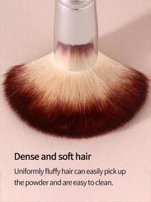 Fluffy Round Multi-Purpose Powder Brush,Large Dense Soft For Setting Powder,Blush&Contour,Wooden Handle,Professional Makeup Tool - White - View 7