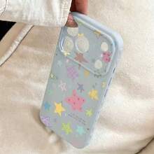 2pcs Graffiti Colorful Star Pattern Phone Case Compatible With Iphone 17 Pro Max, 16, 15, 14, 13 With Side Heart Design Full Coverage - Blue Pink - View 4