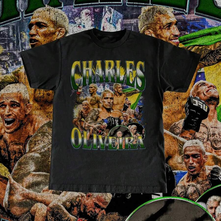 Charles Oliveira High Quality T Shirt  Fan Do Bronxs Custom Vintage Design WEVY - Black - View 1