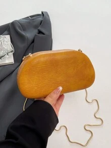 女款復古晚宴手拿包，橢圓硬殼包，3D金色蛇紋裝飾圖案，奢華哥德風手提包，適合晚餐約會、雞尾酒會 - 黃色 - 查看 6