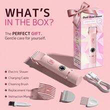 2 In 1 Women Electric Razor & Bikini Trimmer, IPX7 Waterproof Wet Dry Shaver With Ceramic Sharp Blade, USB Rechargeable 400mAh Dual Head Hair Trimmer For Face, Underarm, Leg And Pubic Hair, Portable Personal Groomer, Gift For Men Women,Multiple Color - 淺粉色 - 查看 7