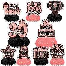 9pcs Dekorasi Pesta Ulang Tahun Wanita ke-30/40/50 - Dekorasi Meja Bola Sarang Lebah Tema Rose Gold, Ciptakan Suasana - mawar emas - View 4