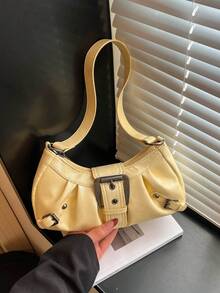 Bolso de motocicleta vintage punk con remaches para mujer, bolso de hombro y axila para trabajo y desplazamientos - Amarillo - Ver 5