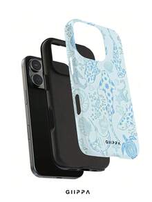 GIIPPA 1pc Light Blue Base With Light Blue Ocean Element Pattern Design, Phone 17 Pro Max Phone Case, Compatible With Phone 16 Pro Max, 15 Pro Max, 14 Pro Max, Korean-Style High-End Fashionable And Fun Phone Case, Compatible With 11/12/13/14/15/16 Pro Max Plus, Elegant Design Suitable For Men And Women, Perfect Gift For Girlfriend On Christmas, Valentine's Day, Easter, Wedding Season And Birthday! - Light Blue - View 2