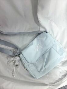 Niche Design Fashion Solid Color Mini Square Crossbody Bag For Women, Versatile Textured Shoulder Bag For Outing, Shopping And Commuting - Baby Blue - View 4