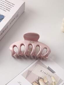 2pcs/1set 4.33inch/11cm Large Hair Clips, Elegant Curved White Solid Color Pink Minimalist Hair Clips, Suitable For Thick Ponytail Daily Styling Accessories - Multicolor - View 7