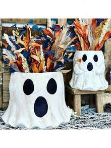 1pc 5.9 Inch Ghost Flower Pot Candy Bucket Halloween Party Decoration Room Home Decor Desktop Ornament Scene Atmosphere Arrangement Theme Party Family Gathering Birthday Small Gift Outdoor Garden Yard Decor Prop - A - View 3