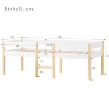 Children's Bed With Fall Protection, Solid Pine Wood - 90x190 Cm - White & Oak - White - View 2