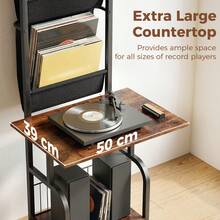 HOMCOM Vinyl Record Storage With Player Stand, Turntable Stand And Display Shelf, CD Storage Unit For Up To 40 CDs, Record Player Table For Living Room Or Bedroom - Brown - View 6