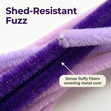 150/300 pièces Tiges de chenille dégradé violet mélangé, tiges de fleurs en chenille violet foncé douces et moelleuses pliables, bâtons d'artisanat en peluche flexibles, convient pour les bouquets de lys et de tulipes DIY, la décoration florale faite main pour la maison, les décorations de fête, les matériaux d'artisanat DIY - Multicolore - Voir 7