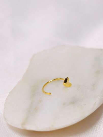 1pc Sterling Silver Nose Ring Hoop Heart Shape Cartilage Helix Ear Piercing Nez Jewelry