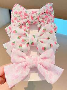 3pcs Purple Floral Print Hair Clips, Chiffon Elegant Flower Pattern Hair Accessories, Sweet Country Style Side Hair Clips, Suitable For Girls Wedding And Daily Hairstyles - Multicolor - View 9