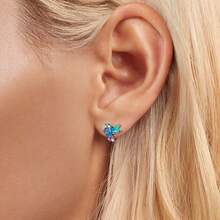 Bamoer Gift Box S925 Sterling Silver Colorful Bird Earrings Enamel Hummingbird Parrot Zirconia Jewelry Girls Gift - Silver - View 3