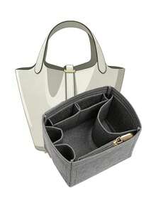 Felt Bag Organizer Insert Compatible With Picotin 22 18 Handbag, High-Quality Large Capacity Inner Bag - Light Grey - View 1