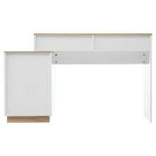 5-Drawer Desk, Dressing Table, Storage Function, For Bedroom, E1 Particle Board, White+Oak - 白色 - 查看 10