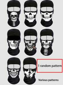 1/3/5pcs Set Black Breathable Full Face Mask, UV Protection, Punk Skull Print Balaclava, Suitable For Cycling, Skiing And Other Outdoor Sports - Multicolor - View 8