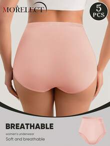Morelect 5pcs Seamless High Waist Butt Lifting Panties, High Elasticity Comfortable Breathable Women's Underwear - Multicolor - View 3